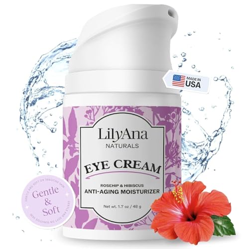 LilyAna Naturals Eye Cream for Dark Circles and Puffiness, Under Eye Cream for Wrinkles and Bags, Anti Aging Eye Cream helps Improve Dryness; for Sensitive Skin - 1.7 oz - Made in USA