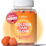 yuicy Golden Tan Glow Beta-Carotene Gummy Bears High Dose Skin Vitamins for Long-Lasting Tan and Healthy Skin With Lutein, Zeaxanthin & 5 Other Essentials. Vegan, Made in Germany. Pack of 60