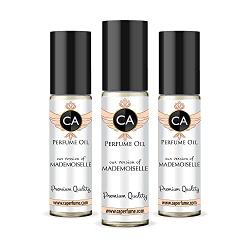 CA Perfume Impression of Mademoiselle For Women Fragrance Body Oil Roll-On 0.3 Fl Oz-X3