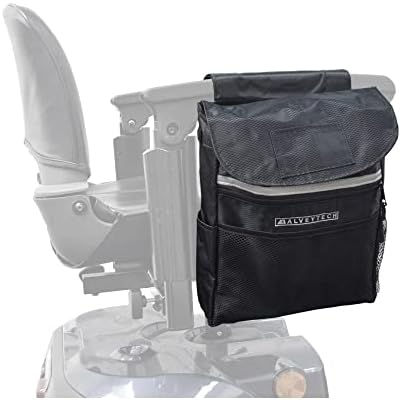 AlveyTech Water-Resistant Saddle Bag (Large, Black) - For Mobility Scooters, Wheelchairs, & Power Chairs - Lightweight & Easy to Install - Storage Organizer - Electric Wheelchair Accessories Adults