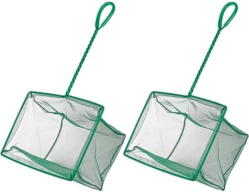 Pawfly Aquarium Fish Net with Braided Metal Handle Square Net with Soft Fine Mesh Sludge Food Residue Wastes Skimming Cleaning Net for Fish Tanks Small Koi Ponds and Pools