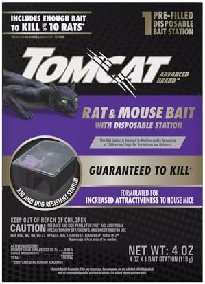 Tomcat Advanced Brand Rat & Mouse Bait with Disposable Station, Indoor and Outdoor Use, 1 Pre-Filled Ready-to-Use Station