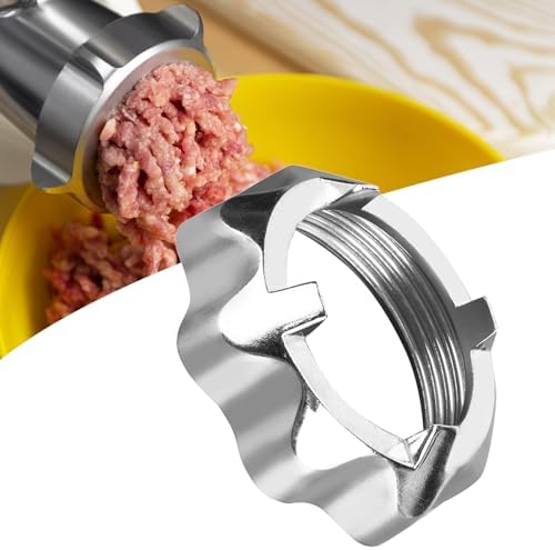 Alvinlite Meat Grinder Locking Ring, Kitchenaid Meat Food Grinder Attachment for 2.4-2.46 in Diameter Grinder Body, Aluminium Alloy Fixing Ring 3.1 x 1.1in, Meat Grinder Nut for Most Meat Grinders