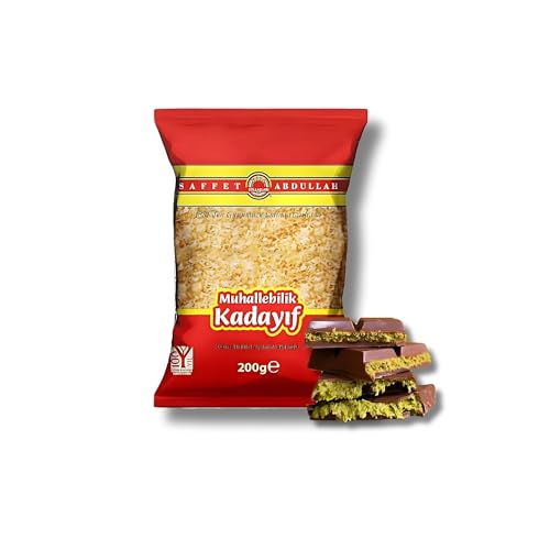 Kataifi Knafeh Shredded Fillo Dough - Dried Dubai Chocolate Bar Pistachio Phyllo Dough Sheets - Kunafa Chocolate Bar Pastry Phyllo Dough Bakery Desserts - Ingredient for The Viral Dubai Chocolate Bar Pistachio - 200 gr/0.44 lb