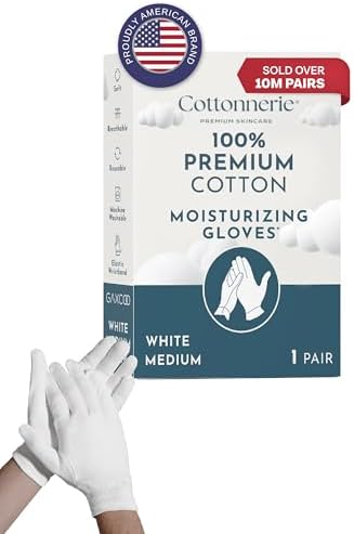 Gaxcoo Cottonnerie Cotton Gloves for Dry Hands Sleeping, Moisturizing Gloves Overnight, Hand Moisturizer Gloves, Moisture Gloves for Dry Hands Overnight, Sleeping Gloves, Eczema Gloves, Medium 1 Pair