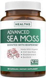 Irish Sea Moss Capsules (Non-GMO) Organic Irish Seamoss, Bladderwrack & Burdock, With BioPerine Black Pepper Extract For Extra Absorption - Raw Vegan Supplement - 180 Capsules (No Pills or Gel)