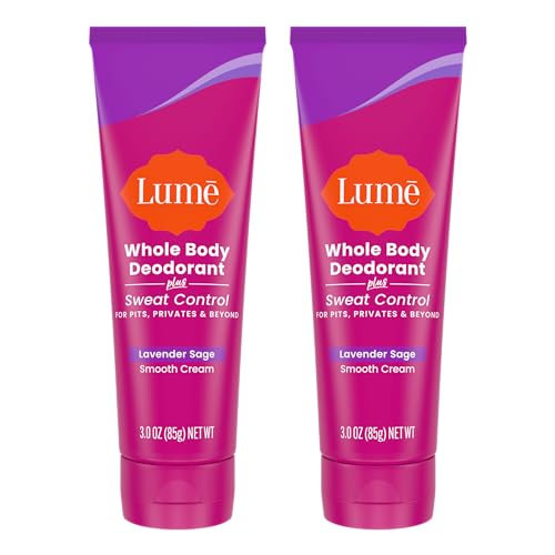 Lume Whole Body Deodorant Plus Sweat Control - Smooth Cream Tube - 72 Hour Odor And Sweat Control - Baking Soda Free, Skin Loving - 3.0 ounce (Pack of 2) (Lavender Sage)