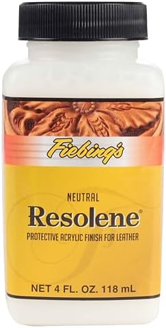 Fiebing's Acrylic Resolene (4 oz, Neutral) - Protective Acrylic Leather Finisher - Glossy Finish Top Coat for Dyed & Polished Leathercraft - Flexible, Durable, Water Resistant for Boots, Couch, Purse