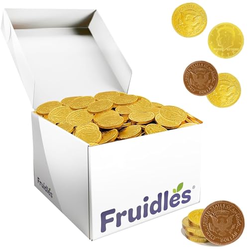 Fruidles Christmas Premium Belgian Milk Chocolate Gold Coins, Candy Stocking Stuffers, Nut-Free Chocolate Candy (20 Pounds)