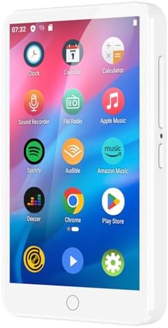 MECHEN MP3 Player with Bluetooth and WiFi, Mp3 & Mp4 Music Player with Spotify, Amazon Music, Deezer, Audible, 4.0" IPS Touch Screen Android Player with Speaker, FM Radio, Up to 512GB (White)