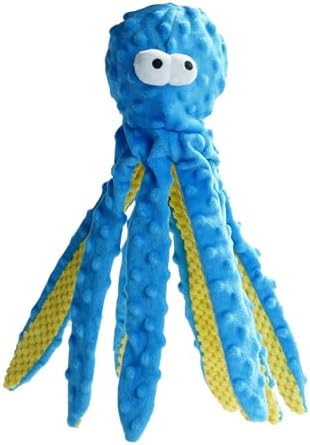 Nocciola Crinkle Squeaky Dog Toys | Blue Octopus Dog Toy | Ocean Theme Stuffed Dog Toys, Interactive Rope Dog Toys for Small, Medium & Large Dogs, Durable Dog Toys for Aggressive Chewers（Octopus）