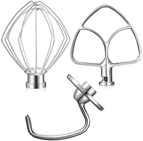 Gdrtwwh Wire Whip Dough Hook Flat Blade for KitchenAid 4.5-5 Qt. Tilt-Head Stand Mixers Accessory, Dishwasher SafeSafe