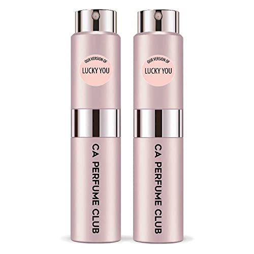 CA Perfume Impression of Emra Lucky You For Women Fragrance Concentrated Long Lasting Eau de Parfum Spray Refillable Glass Atomizer Bottle 0.27 Fl Oz-X2