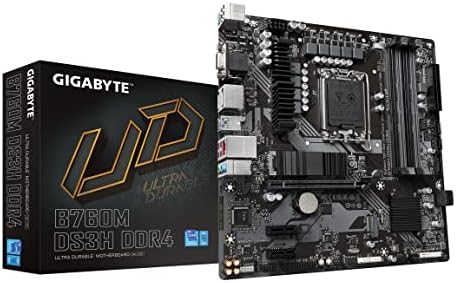 GIGABYTE B760M DS3H DDR4 (LGA 1700/ Intel/ B760/ M-ATX/ DDR4/ Dual M.2/ PCIe 4.0/ USB 3.2 Gen 2 Type-C/ 2.5GbE LAN/Q-Flash Plus/PCIe EZ-Latch/Gaming Motherboard) (Renewed)