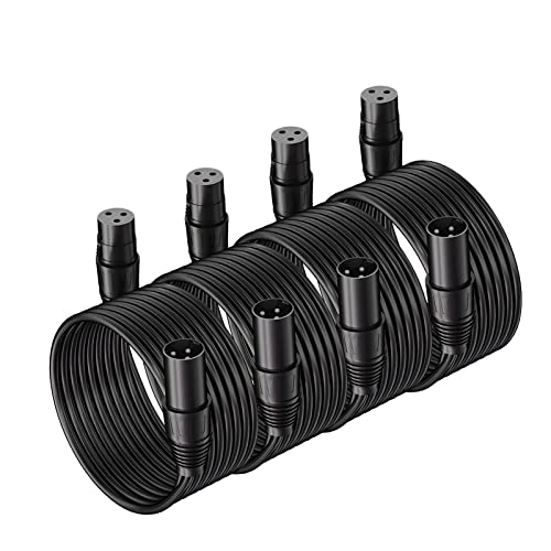 XLR Cables 25Fts 4 Pack XLR Cables, XLR Microphone Cable, 3-pin XLR Speaker Cable Male to Female Balanced Mic Cable