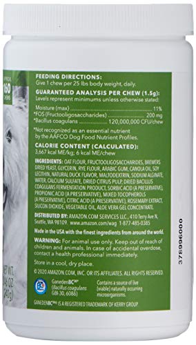 Amazon Brand - Wag Probiotic Supplement Chews for Dogs, Natural Duck Flavor, 160 count