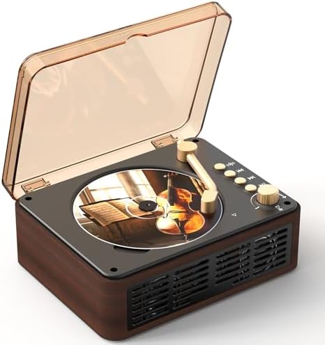 Portable CD Player Bluetooth with Speakers - Lehwey Desktop CD Players for Home, Built-in Dual Stereo Speakers, FM Radio, Repeat, Remote Control, Supports USB/AUX/Type-C, Retro Gift, for Kids, Brown