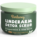 Detox Scrub 8.8 oz with Peppermint, Aloe Vera and Walnut Shell Powder, Underarm Scrub Helps on Removing Odor, Deep Cleanse & Exfoliating, for Legs, Knee, Feet, Hands Whole Body, Armpit