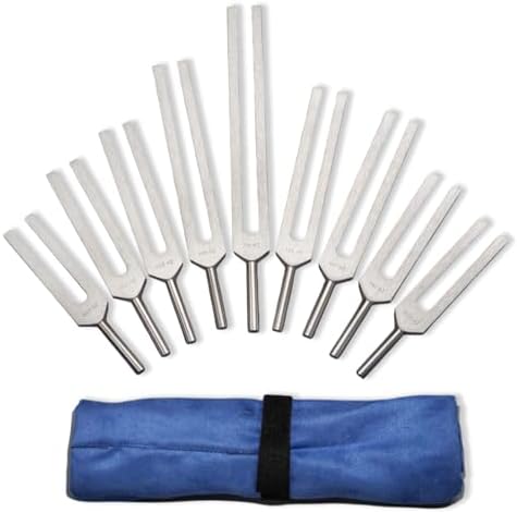 Solfeggio Tuning Forks Set for Healing – 9 Chakra Frequencies 174Hz to 963Hz | Precision-Machined Aluminum Alloy | Made in USA | Chakra Healing, Sound Therapy, Reiki, Yoga, Energy Balancing Tools.