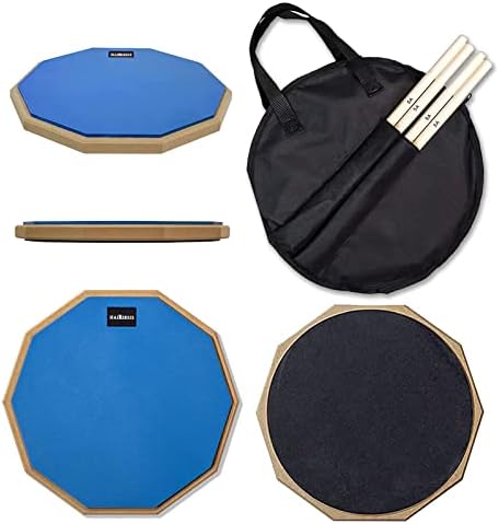 HAIRIESIS Snare Drum Practice Pad,12-Inch Practice Drum Pad,Double Sided Silent Drum Pad and Sticks,Drum Pads Carry Bag