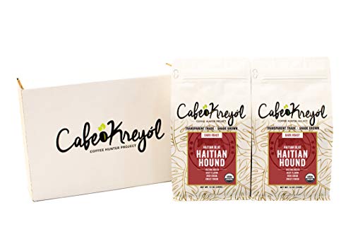 Cafe Kreyol Organic Haitian Hound | 12 oz - Haitian Blue Dark Roast Coffee - Whole Bean Coffee, is Smooth Low Acid and Bold, Deep Notes of Chocolate with a Sweet Finish (2 Pack)