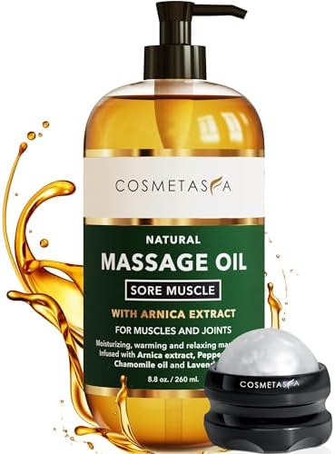 Cosmetasa Massage Oil for Sore Muscles with Roller Ball - Soothes Joints & Muscles with Arnica, Lavender Oil, Peppermint Oil & Chamomile Extract - Perfect Valentiense Day Gift
