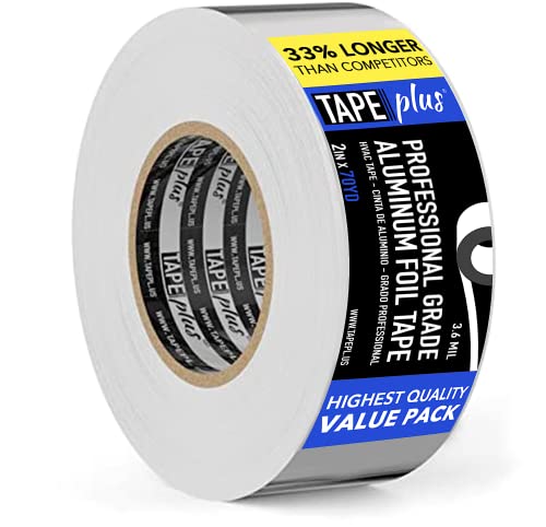 Professional Grade Aluminum Foil Tape - High Temperature Aluminum Tape for HVAC, Sealing & Patching, Hot & Cold Air Ducts, Metal Repair & More (2 Inch x 210 Feet / 70 Yards, 3.6 Mil)