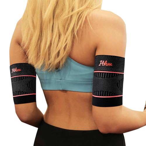 ITHW Bicep Compression Sleeve for Men & Women(1Pair) Bicep Tendonitis Brace Triceps Pain Upper Arm Support Bands for Pain Relief, Muscle Strains And Inflammation (Large)