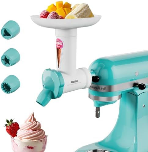 Dairy Free Ice Cream Maker Attachment for KitchenAid Stand Mixer, Frozen Yogurt and Sorbet Maker, Soft Serve Dessert Machine, Dishwasher Safe for Kitchen aid Ice Cream Attachment