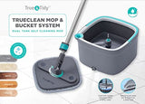 True & Tidy True Clean Mop and Bucket System, Includes Square Spin Mop, Dual Compartment Mop Bucket and 2 Thick Machine Washable Mop Pads (Spin Mop)