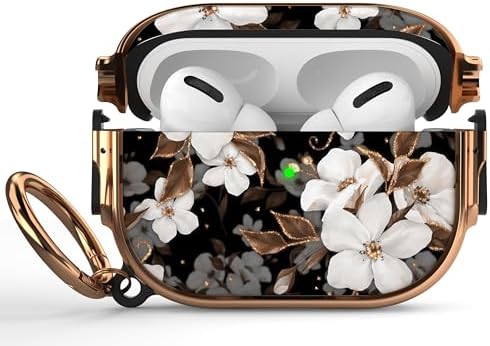 Maxjoy for Airpods Pro 2nd Generation/1st Generation Case with Lock, Flower AirPod Pro 2 Case Protective Hard Air Pod Pro Case for Women Men with Keychain for Airpods Pro (2023/2022/2019)