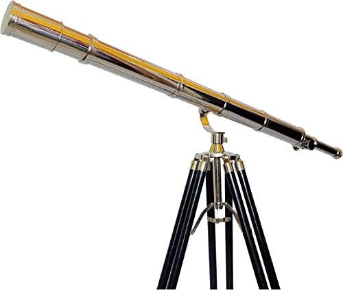 Navy Harbor Double Telescopes Nickel Finish Nautical Brass Floor Standing Telescope Vintage Marine