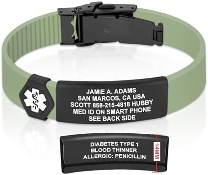 Divoti Custom Engraved Medical Alert ID Bracelet – Dual-Sided Laser Etching, Silicone Wristband, Stainless Steel Security Clasp – Adjustable & Trim-to-Fit – Emergency Medical Info Band for Men & Women