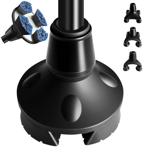 Cane Tip,Quad Cane Base Self Standing Design with Heavy Duty,360° Pivoting Replacement 4 Prong Base for All Terrains Stable and Non-Slip for 3/4 inch Canes