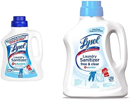 Lysol 90oz LLS Crisp Linen + 90oz LLS Free and Clear Laundry Sanitizer Bundle