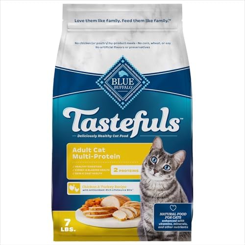 Blue Buffalo Tastefuls Adult Cat Dry Food, Multi-Protein Chicken & Turkey Recipe, 7-lb. Bag