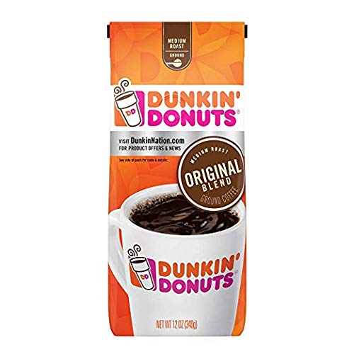 Dunkin' Donuts Original Blend Ground Coffee, Medium Roast, 12 Ounce (Pack of 2)