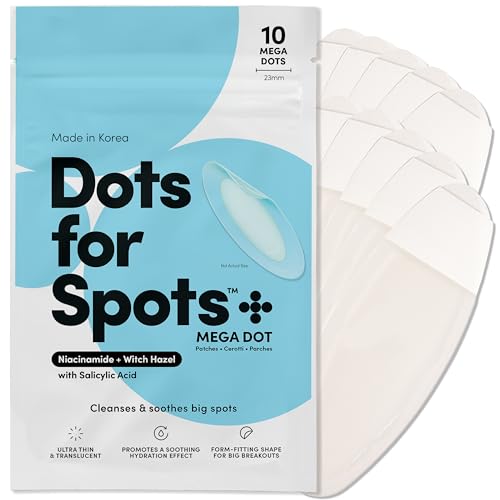 Dots for Spots Large Pimple Patches for Body, Chin, Cheek or Forehead - Includes Active Ingredients Niacinamide, Witch Hazel & Salicylic Acid for Maximum Effectiveness (10 patches)