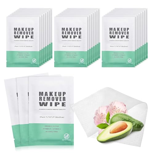 200 Individual Makeup Remover Wipes, Makeup Remover Wipes Individually Wrapped Makeup Wipes Bulk Face Cleansing Wipes, Travel Makeup Remover Cloth for Travel Hotel Skin Care Face Cleansing