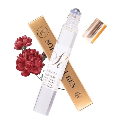 Sophia Lauren 10ML Pheromone Perfume For Women | Long Lasting Rose Petal Sandalwood Perfume Oil | Portable Parfum Pheromone Femme | Women’s Perfume with Natural Coconut Roll-On (Rose Petal Sandalwood)