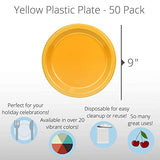 Exquisite 9 Inch. Dinner Plates Yellow Plastic Plates Disposable, 50 Count Yellow Plate Set, Disposable Plates For Party, Heavy Duty Plastic Plates Disposable, Plastic Plates For Party, Party Plates