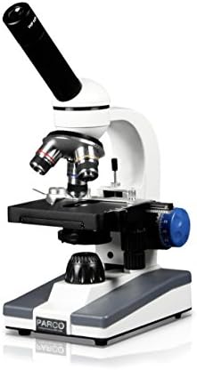 Parco Scientific PBC-505SLRC Monocular Elementary Level Compound Microscope, 10x WF & 25x WF Eyepiece, 40x—1000x Magnification, Brightfield LED Illumination, Mechanical Stage, Rechargeable Battery