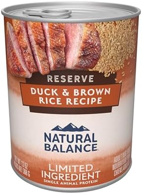 Natural Balance Limited Ingredient Adult Wet Canned Dog Food with Healthy Grains, Reserve Duck & Brown Rice Recipe, 13 Ounce (Pack of 12)