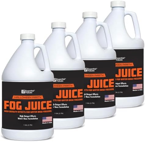 Smoke Fog Machine Liquid, Party Fog Juice | High Density (128 FL OZ/1 Gallon) – Produces Lasting High Density Haze for Water Based Foggers, Perfect for 400Watt - 1500W Machines – Made in USA (4 pack)