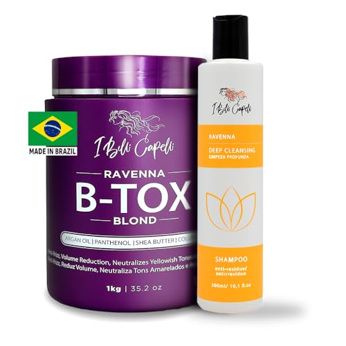 Ravenna Blond B-tox Hair Treatment Kit - 1kg/35.02 oz Hair B-tox + 300ml/10.1 fl.oz Anti-Residue Clarifying Shampoo for Longer Effect