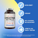 AMANDEAN Creatine HCl Pills. American Made CON-CRET. 120 Veggie Capsules. 7X Concentrated vs Monohydrate Powder. Supports Muscle Growth, Energy, Cognitive Function, Recovery. Gluten Free, Non-GMO.