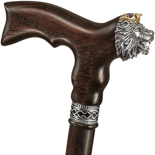 Asterom Walking Cane - Handmade Lion Canes for Men & Women - Wooden, Stylish, Cool Walking Sticks for Men, Seniors