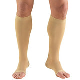 Truform 30-40 mmHg Compression Stockings for Men and Women, Knee High Length, Open Toe, Beige, Medium