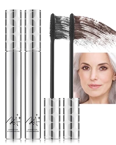Mascara for Older Women 60 Plus, Black+Brown Mascara Volume and Length for Mature Women with Thinning Lashes, Prime Mascara Waterproof Long Lasting Volumizing,Hypoallergenic Mascara for Sensitive Eyes
