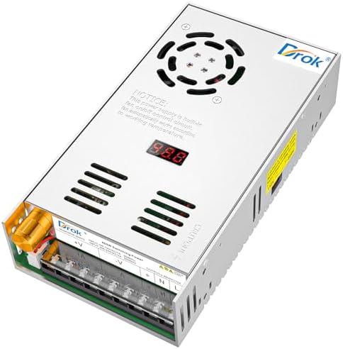 DROK 48V Power Supply, AC 110V/220V to DC 0-48V 10A 480W Buck Converter, Adjustable Variable LED Adapter Regulated 5V 12V 24V 30V 36V 48V Volt Voltage Transformer 10A Amp Charger for Lab CCTV